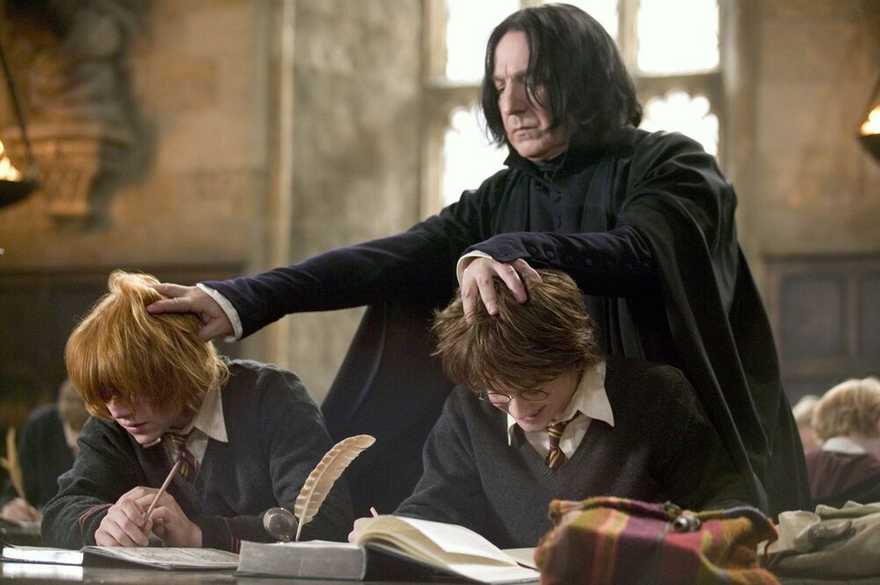 Severus Snape forcing Ron and Harry to study.